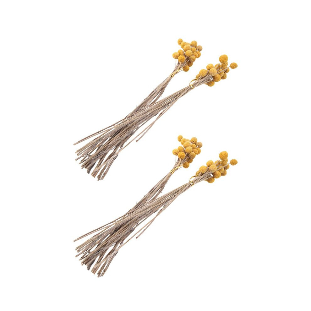 Semoic 80Pcs Dried Craspedia Flowers Dried Billy Button Balls Flowers,Dried Flower Bouquet For Arrangements Wedding Home Decor