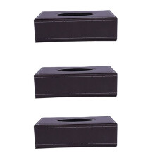 3X Tragbare LEDer Rechteck Tissue Huelle Box-Halter-Kasten Pumping Papier Hotel Home Auto-Geschenk-Brown