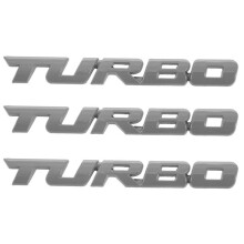 3X TURBO Universal Car Motorcycle Auto 3D Metal Emblem Badge Decal Sticker, Silver