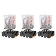 3X MK2P-I Clear Shell DPDT AC220V Bobina Relé de Potencia Base de Enchufe