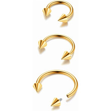 G23 Titanium Horseshoe Septum Rings – 2/3pcs Circular Barbell Spikes for Nose, Conch, Helix, Rook, Lip, Cartilage – Gold/Silver/Black