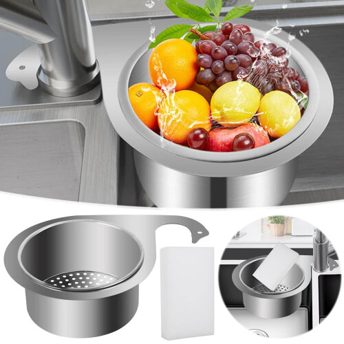 Stainless Steel Sink Filter Basket With Sponge Efficient Drainage Multi Functional Kitchen Organizer