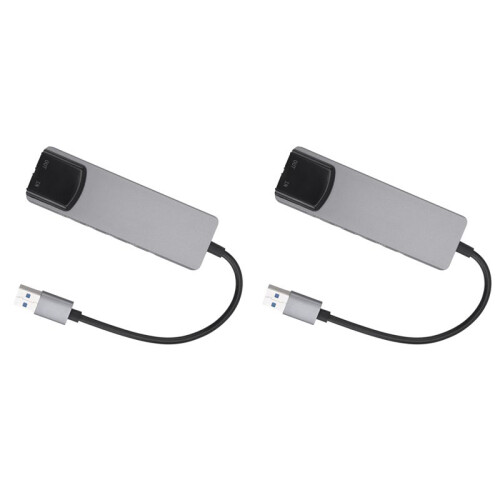 2X 6-In-1 Computer Sound Card 5.1 USB External Sound Card Multi-Function Audio Converter for Notebook Aluminum