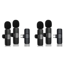 4X Wireless Lavalier Microphone for USB-C, Plug and Noise Reduction Auto Sync Lapel Mic Live Stream,Vloggers