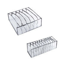 Mesh Underwear Storage Box, 2-Pack Grey Foldable Nylon Organizer for Closet Drawer Compartments, Space-Saving Wardrobe Solution