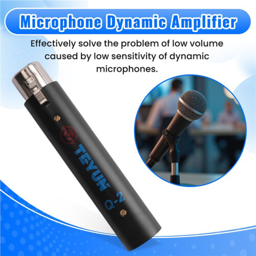 TEYUN Q2 Microphone Dynamic Preamplifier 28Db Gain Dynamic Mic Amplifier 48V Metal Structure Q-2 for Live 2