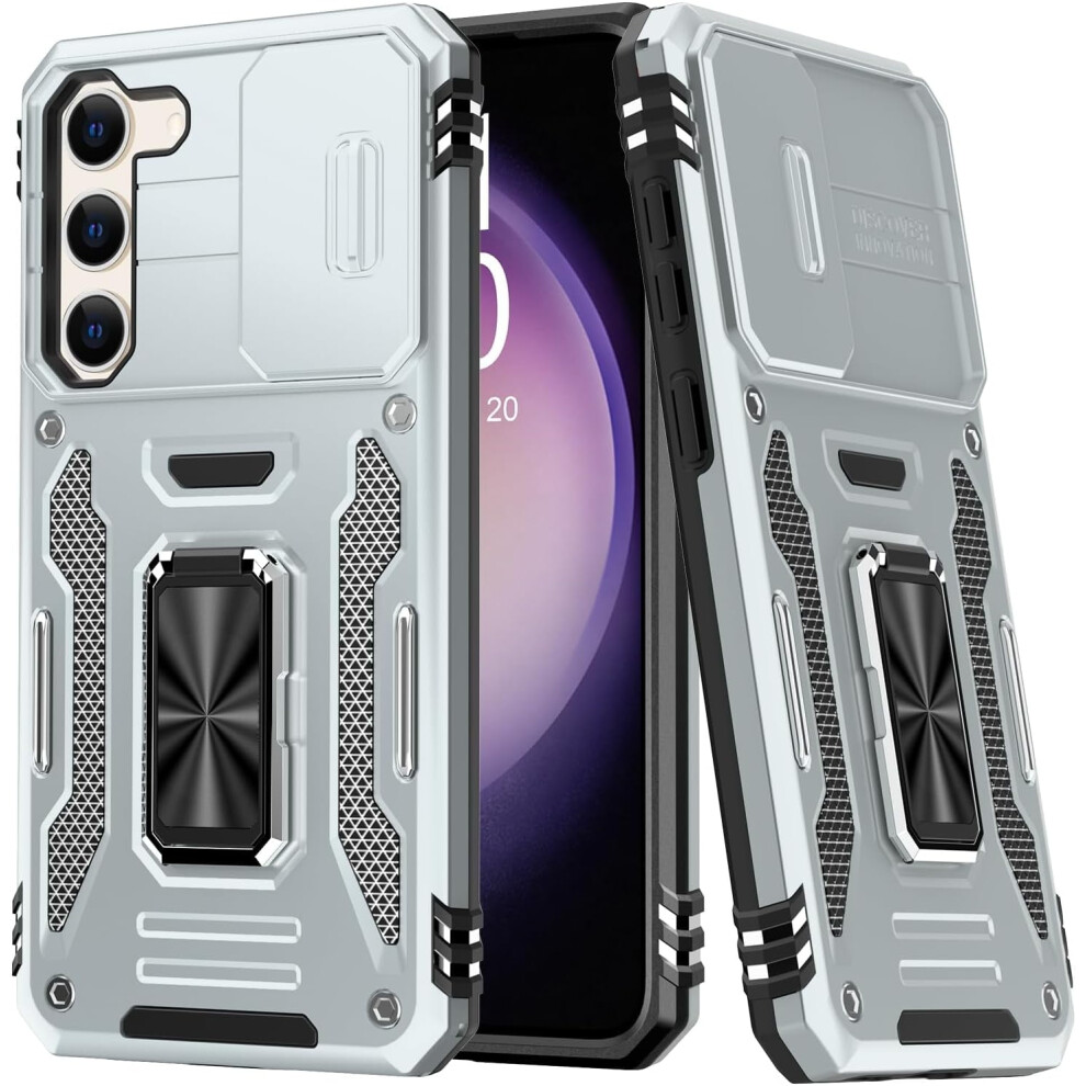 Compatible With Samsung Galaxy S24 Case – Upgraded Sliding Camera Cover, Strong Magnetic Kickstand, Military-Grade Shockproof, 6.1", Grey 9365509648490