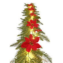 6-Foot Poinsettia Flower Needle LED Light String Christmas Holiday Indoor Outdoor Decor