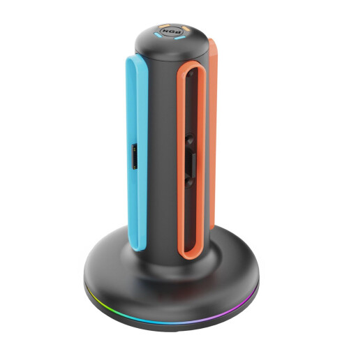 Controller Charging Station with RGB Magnetic Dock, Charge Four Controllers, Type C Smart Protection