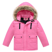 FFENYAN Kids Thickened Waterproof Winter Jacket, Removable Fleece Hood, Warm Outerwear for Ages 3-12, Autumn/Winter Outdoor Use