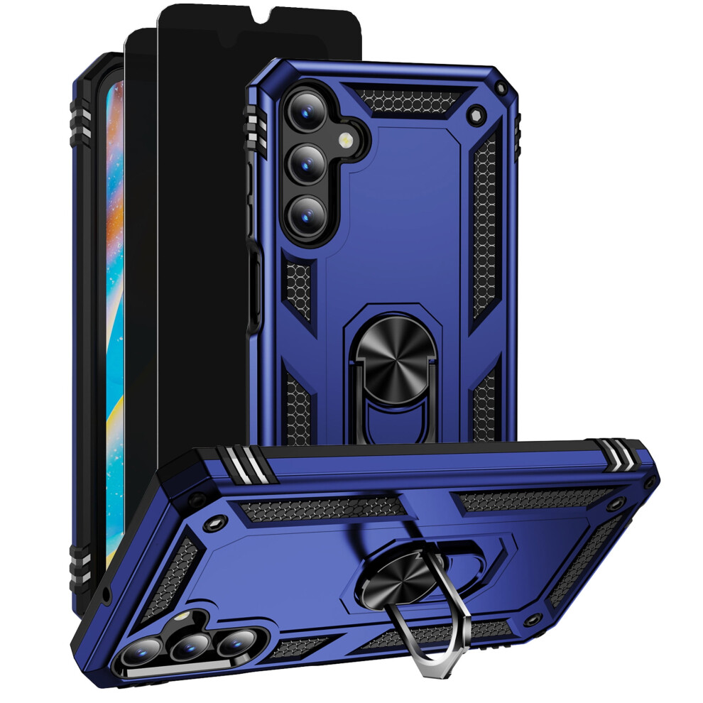 Compatible With Samsung Galaxy A15 5G Case With Privacy Screen Protector, Military-Grade Shockproof Cover With 360 Rotating Kickstand - Blue 9365509651612
