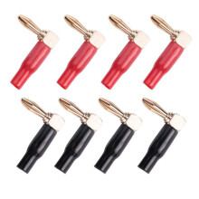 32 StüCke 4Mm Bananen Stecker Lautsprecher Kabel Anschluss Adapter 24K Vergoldete Schraube Typ Reines Kupfer Recht Winklige Bananen Stecker