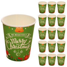 16PC Christmas Disposable Paper Cups for Hot/Cold Drinks, Party Supplies, Holiday Decor – Compatible with Standard Cup Holders