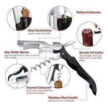 16 Pieces Wine Keys Opener Black Travel Corkscrew Wine Opener Waiter Corkscrew Wine Opener Beer Bottle Opener