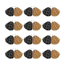 Handheld Cheerleader Pompoms with Mini Handle for-gold black