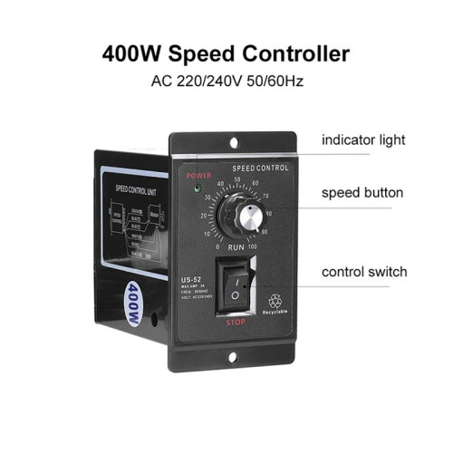 2X 400W Motor Speed Controller AC 220V Motor Speed Regulator Controller Forward and Backward Motor Governor Controller 2