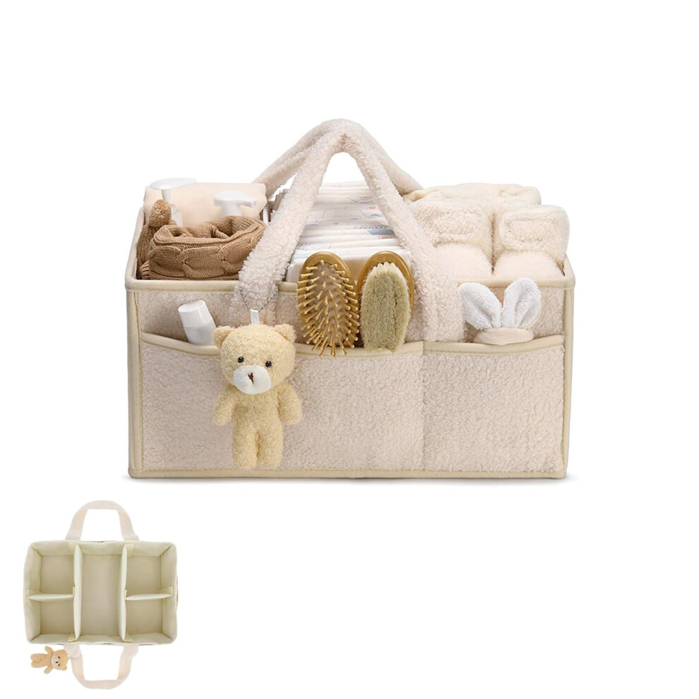 Diaper Bag for Travel with Plush Bear, Changing Station Organizer
