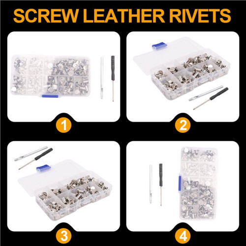 Chicago Screw Leather Rivets Assorted Screw Rivets M5 Chicago Binding Screws for Decorating PU  Belts(110PCS)A 1