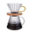 Spacious Glass Coffee Dripper with Wood Base and-yellow handle 5