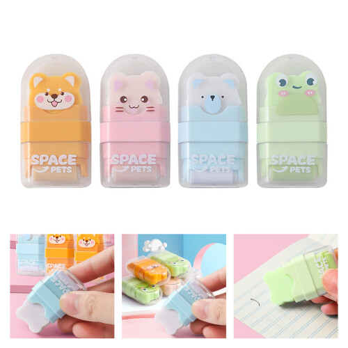 4Pcs Double Sided Roller Eraser For Students Kid Writing Drawing 1