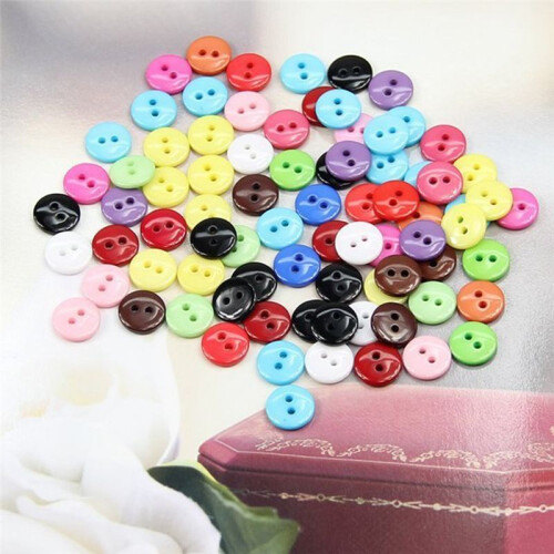300Pcs 8mm Mixed Color Round Shape Resin Buttons Sewing Accessories 2