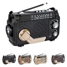 Solar Powered Emergency Hand Crank Radio with Dual Charging Modes for Outdoor Camping Black
