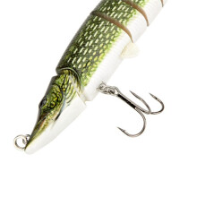 3X 20cm 40G Lifelike Multi-Jointed 8-Segement Pike Muskie Fishing Lure Swimbait Crankbait Hard Bait Fish Hook ArmyGreen