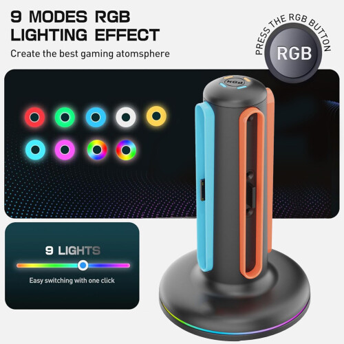 Controller Charging Station with RGB Magnetic Dock, Charge Four Controllers, Type C Smart Protection 1