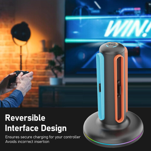 Controller Charging Station with RGB Magnetic Dock, Charge Four Controllers, Type C Smart Protection 2