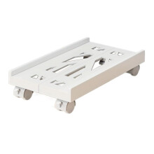 Adjustable PC Tower Stand with Wheels, Metal CPU Stand with Lockable Casters for Home Office (White)