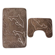 Toilet Seat Cover UShaped, Dolphin Pattern Bath Carpet, 50x80 cm or 40x50 cm, Bruin