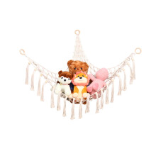 Triangle Toy Hammock HandWoven Cotton Rope, Toy Storage Hammock, Wall Pocket, Style 8, 100x100x150 cm