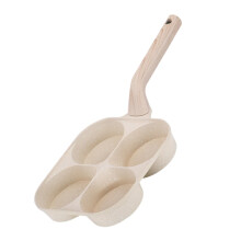 Beige Nonstick Egg Frying Pan Four Hole Design for Egg Burgers Easy Cleanup Versatile Cooking for Breakfast Lunch and Dinner