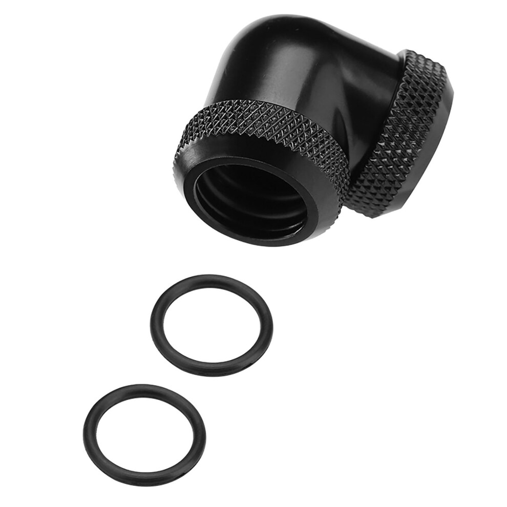 90 Degree Brass Elbow Connector For Pc Water Cooling, Leakproof Silicone Seal, 16Mm Fitting Black 9330225060277
