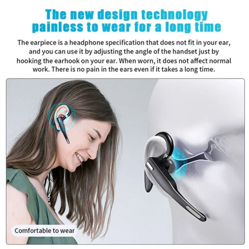 Bluetooth 5.0 Earpiece Wireless Headset Noise Cancelling Earbuds Driving Trucker 1