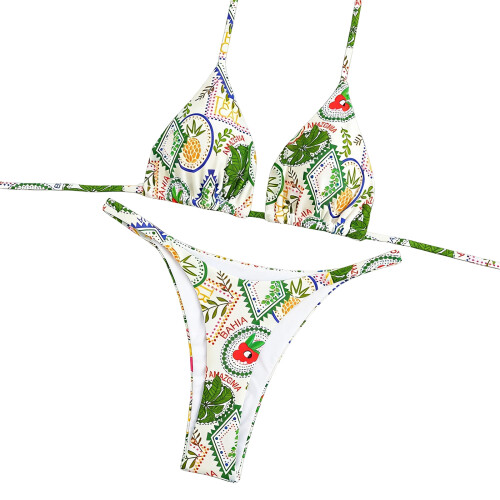 Maillot de bain deux pièces imprimé Floral, String-Ananas M