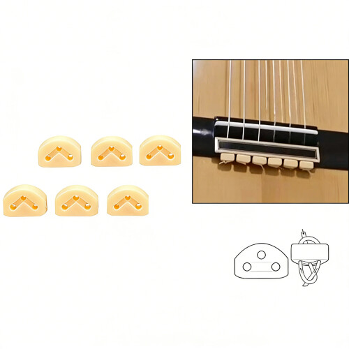 6 Stück Gitarrensaiten-Kontermutter-Blockklemme,-Weiß 2