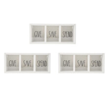 3X Wooden Give Save Spend Money Saving Box for Kids, Countertop Kid Piggy Bank for Daily Cash, White