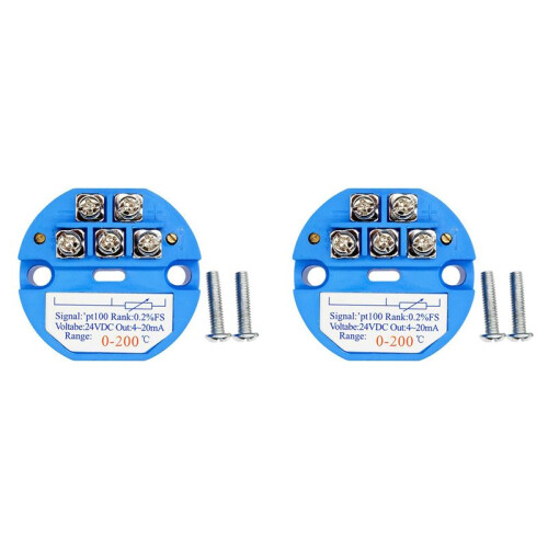 2X PT100 0-200 Degree Temperature Sensing Transmitter 4-20MA Output  Mounted Temperature Transmitter