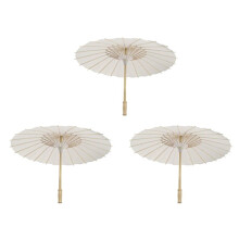 3X Paper Parasol Beach Umbrella White DIY Umbrella Photography Props for Baby Shower Partys Wedding 60cm/23.6inch