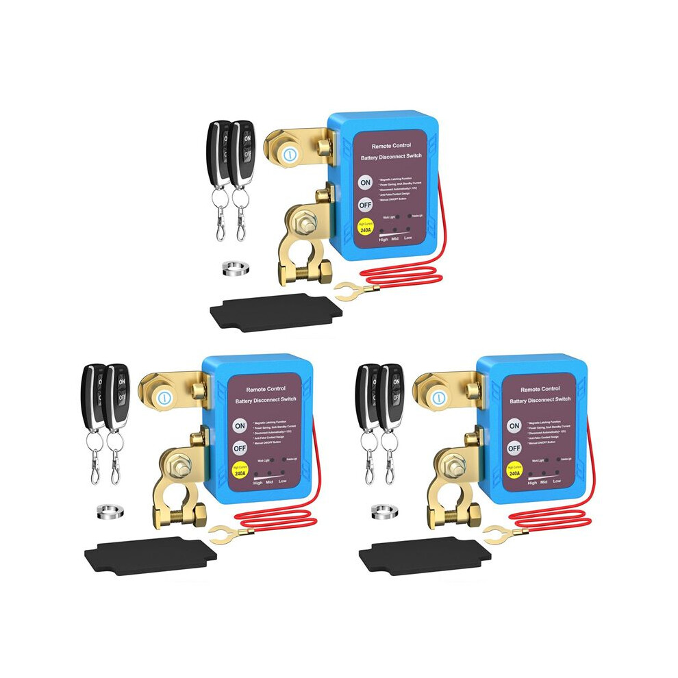 3X 12V 240A Remote Battery Disconnect Automatic Power Off Car Truck Boat Remote Control 6031166228445