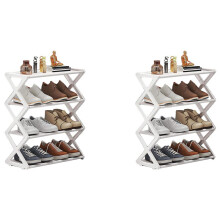 2X ÉTagère à Chaussures en Forme de X pour en Maison, Assemblage Multifonctionnel en Acier, Étagère de Rangement Anti-Poussière pour Dortoir