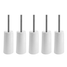 Toilet Brush and Holder, 5 Pack Toilet Brush with 304 Stainless Steel Long Handle, Toilet Bowl Brush White