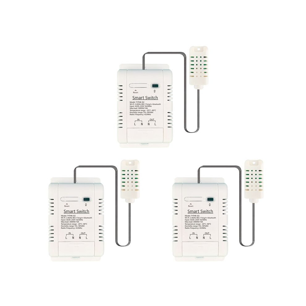 3X Tuya Wifi 3000W 16A Wireless Thermostat Temperature And Humidity Monitoring With Consumption Monitor 4711770119415
