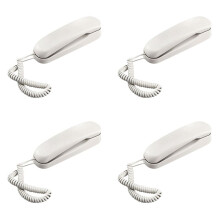 4X TéLéPhone Mural Filaire, Petit TéLéPhone D'HôTel, Adapté pour la Maison/Salle de Bain/ÉCole/Bureau, TéLéPhone Mural Fixe, Blanc
