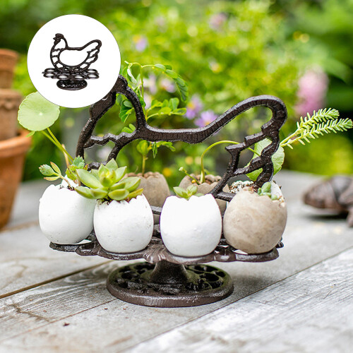 Cast Iron Eggs Storage With Chicken Shape Decorative Piece-4 1