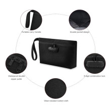 3X Money Bag with Lock, Lockable Cash Bag, Waterproof Bank Bag with Zipper and Lock for Cash, Cell Phone B