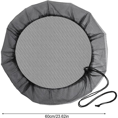 Rain Barrel Cover with Drawstring, Mesh Screen for Leaf and Debris Protection, Fits 60cm Barrels 2