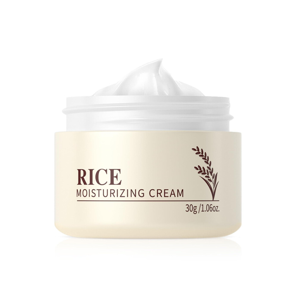 Rice Moisturizing Cream with Hyaluronic Acid, Deep Hydration and Firming Face and Body Lotion 1.76oz