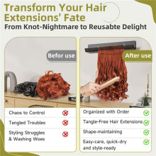 2X Percha para Extensiones de Cabello, Soporte Negro para Extensiones de Cabello para Peinar, Lavar, Secar, Trenzar, Estante de Exhibición para
